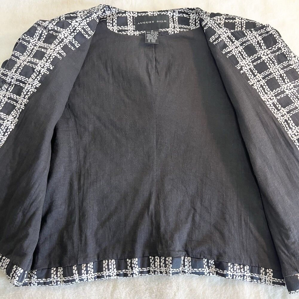 August Silk Vintage 100% Silk Blazer Black & White Women’s M - Picture 9 of 9